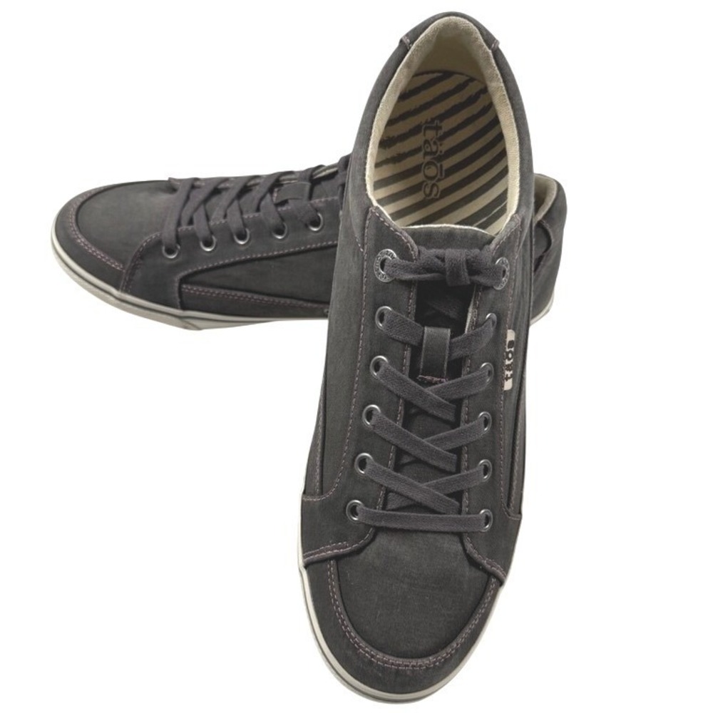 Taos Star Canvas Sneakers Charcoal Grey Pink Stitch Lace Up Low Top Casual Shoes